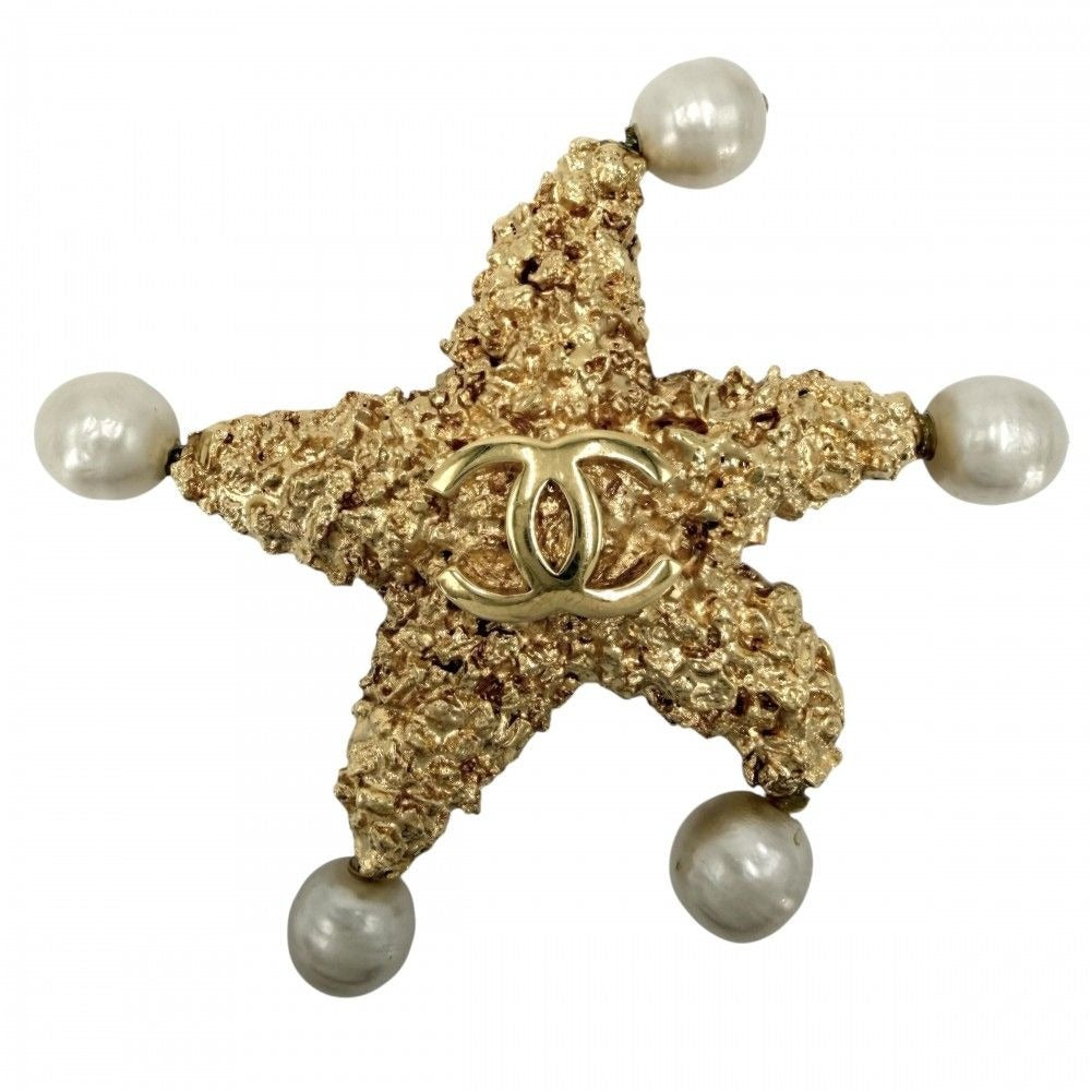 Chanel Brooch Star Demochif CC Logo Vintage Lava Magma
