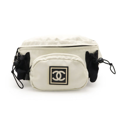Chanel Sport Line Waist Pouch Bag Body Logo Nylon White