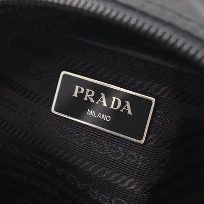 Prada Shoulder Bag Triangle Logo Black Nylon Saffiano Leather — view 4