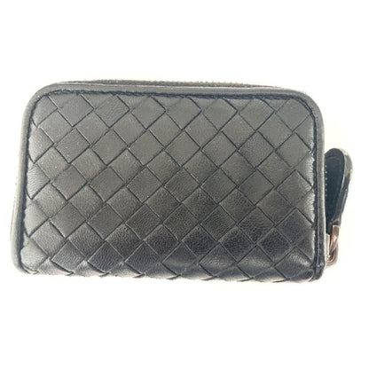 Bottega Veneta Leather Zip Around Coin Purse Intrecciato Black 7K — view 2