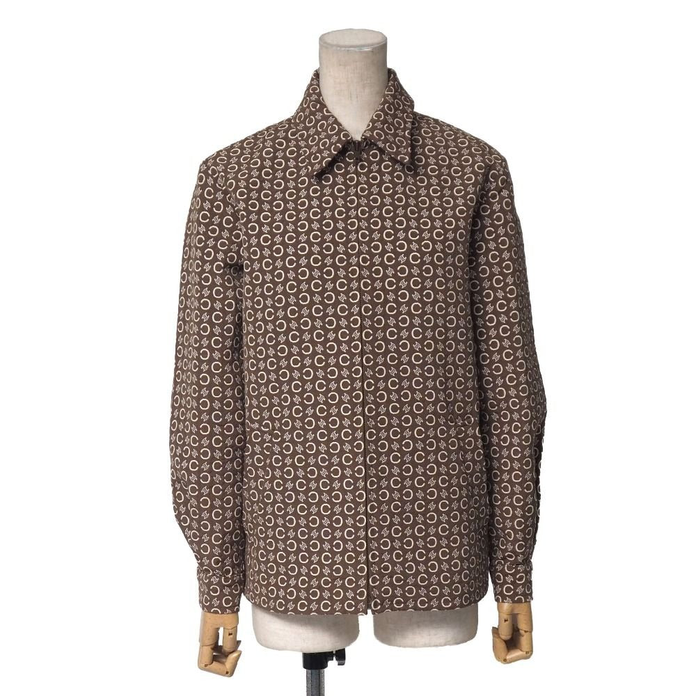 Celine Vintage C Macadam Jacket 36 Jacquard Zip Up Brown