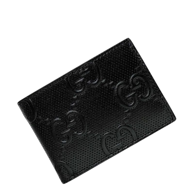 Gucci Bifold Wallet Black GG Embossed 625559 Unused Billfold