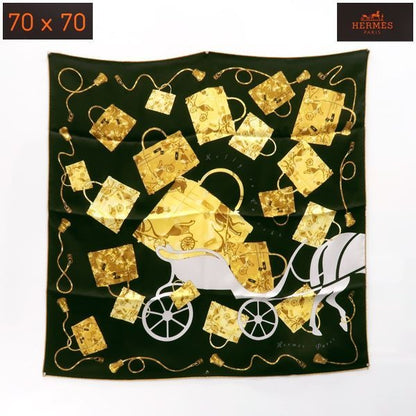 Hermes Kelly En Caleche 70 Kelly's Carriage Black Yellow Silk