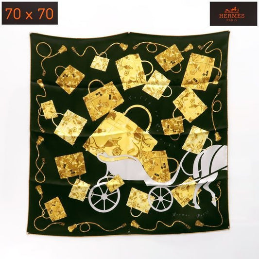Hermes Kelly En Caleche 70 Kelly's Carriage Black Yellow Silk