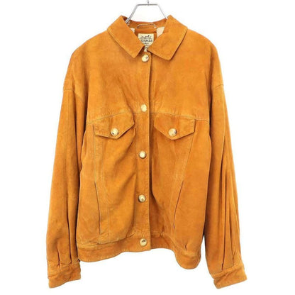 Hermes 1980's Vintage Suede Leather Trucker Jacket Brown 40