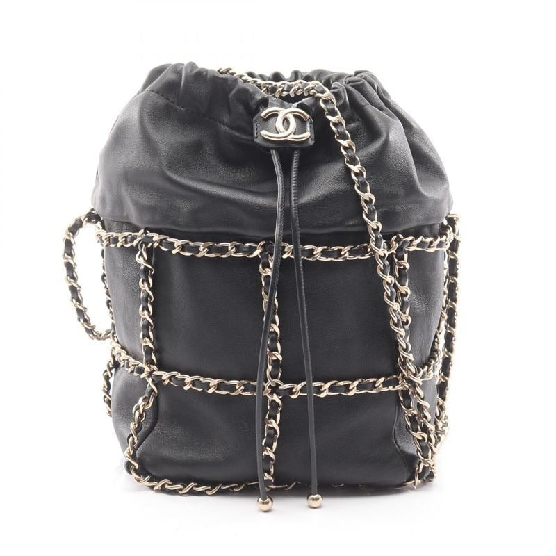 Chanel Shoulder Bag As2313 Black Lambskin Bucket Drawstring Chain