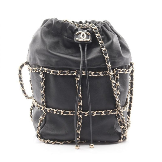 Chanel Shoulder Bag As2313 Black Lambskin Bucket Drawstring Chain