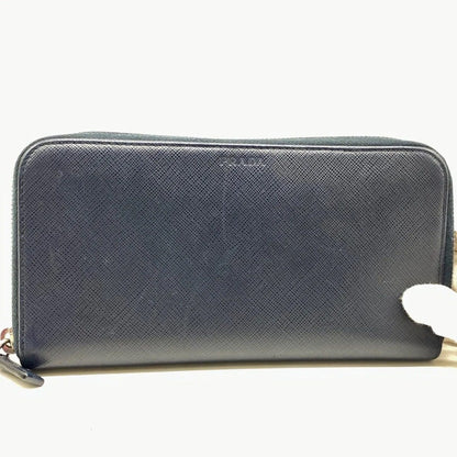 Prada Wallet Saffiano Round Navy Blue Card Coin Bill Holder — view 11