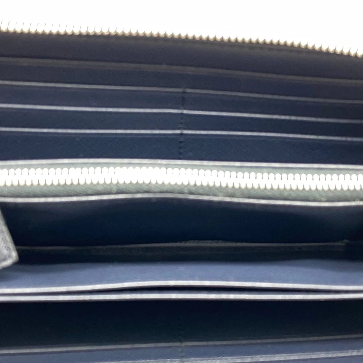 Prada Wallet Saffiano Round Navy Blue Card Coin Bill Holder — view 4
