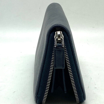 Prada Wallet Saffiano Round Navy Blue Card Coin Bill Holder — view 6