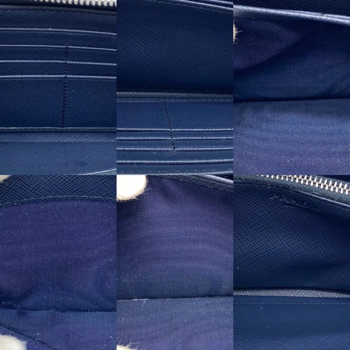 Prada Wallet Saffiano Round Navy Blue Card Coin Bill Holder — view 8