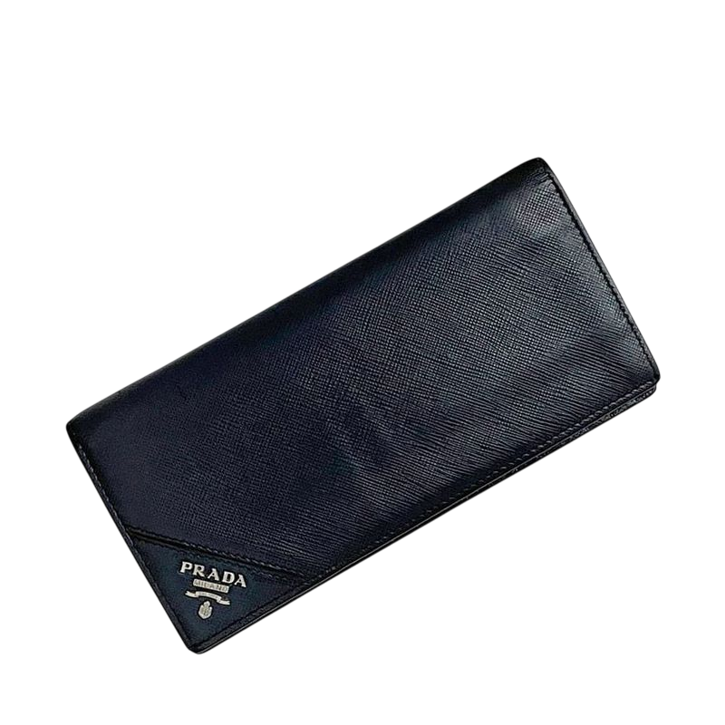 Prada Bifold Long Wallet Navy 2mv836 Excellent Condition Wallet Saffiano