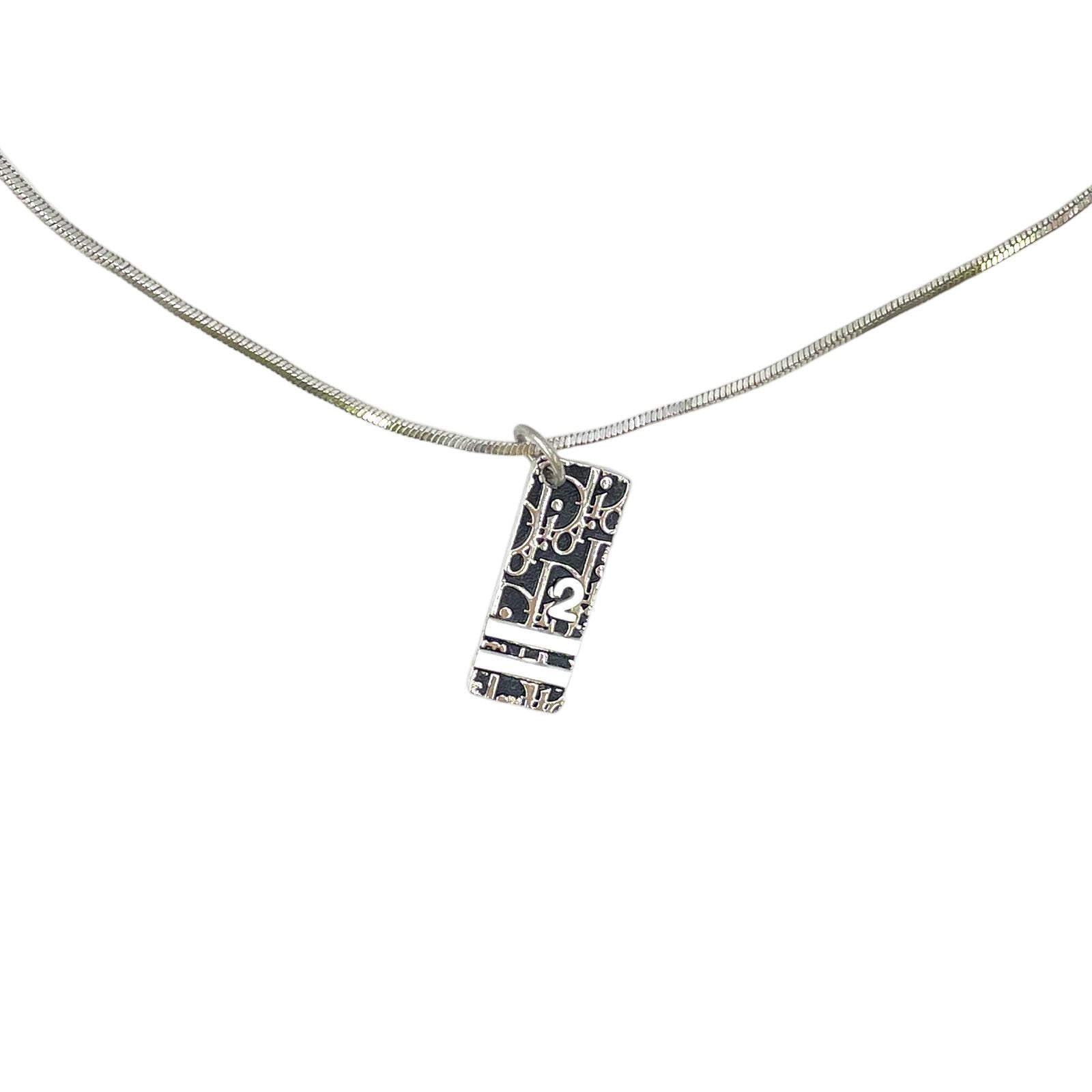 Dior Trotter Plate Metal Black Necklace — view 2
