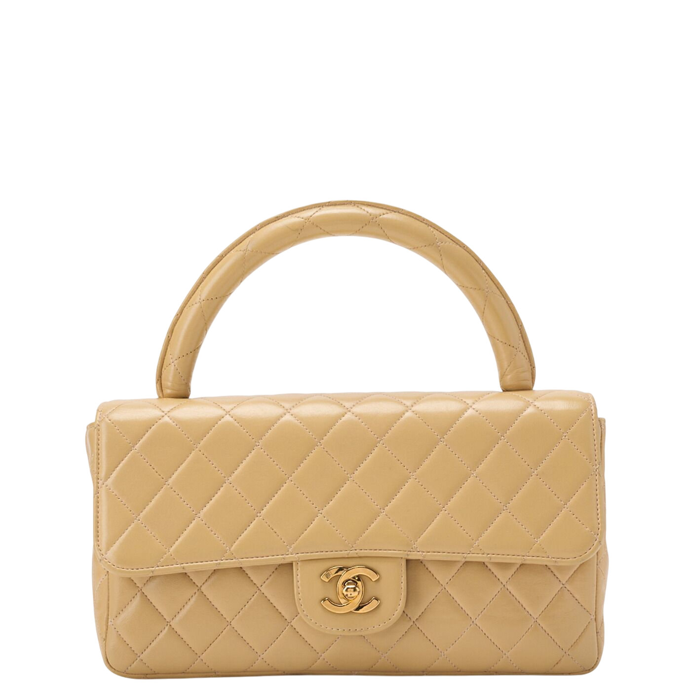 Chanel Handbag Matelasse Coco Top Handle Flap Bag Lambskin Beige Gold