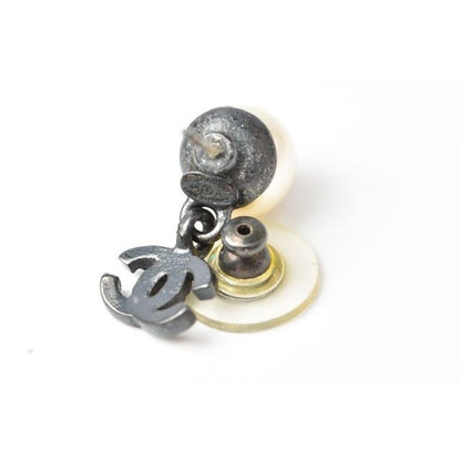 Chanel Logo CC Rhinestone Pearl Swing Coco Mark Gunmetal — view 4