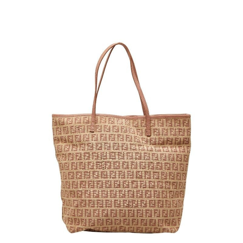 Fendi Zucchino Tote Brown Canvas Leather
