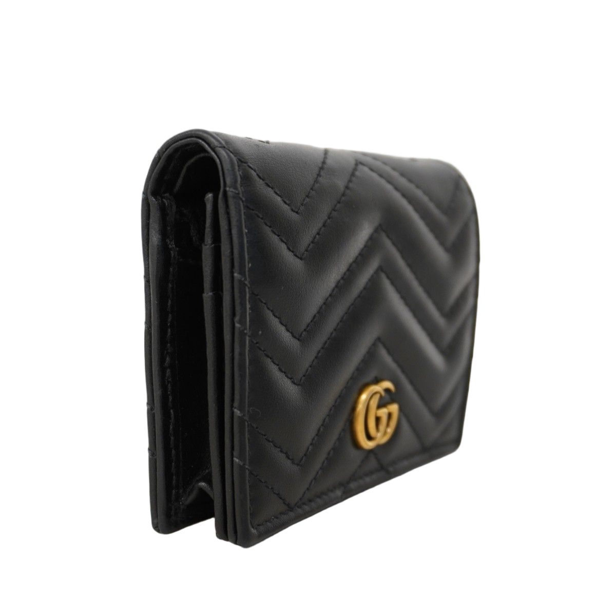 Gucci Wallet GG Marmont Leather Black Gold — view 2
