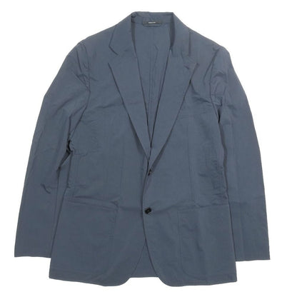 Hermes Nylon Stretch Terre Jacket Blue Leather Long Sleeve 50 Navy