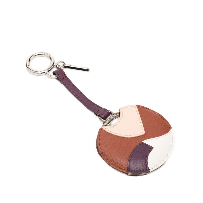 Fendi Mirror Cover Bag Charm Key Holder Multicolor Metal Leather