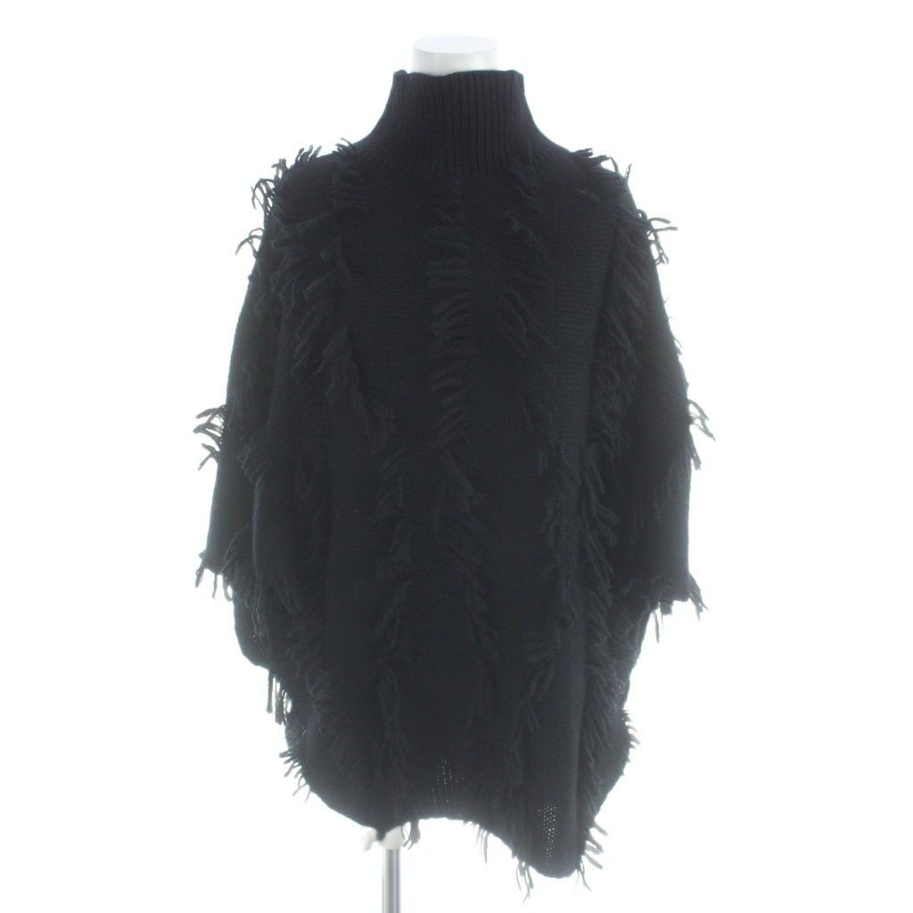 Dior Sleeveless Knit Sweater Poncho Wool Cashmere Blend Black MW