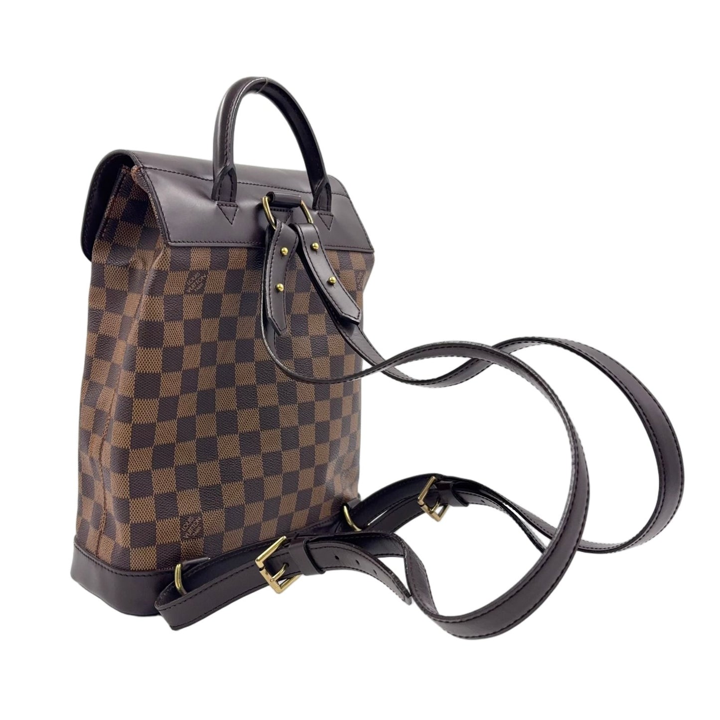 Louis Vuitton Soho Damier Ebene Leather Brown Backpack Gold — view 2