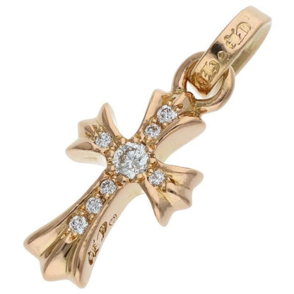 Chrome Hearts 22k Crs Bbyfat P Dmnd Baby Fat Pave Diamond Charm Gold Necklace