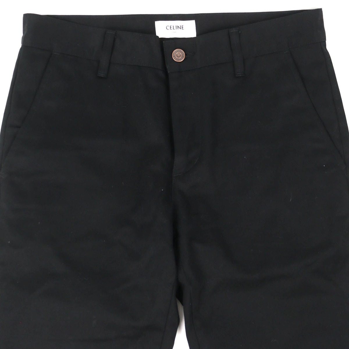 Celine Cotton 100% Logo Button Long Pants Black 29 — view 3