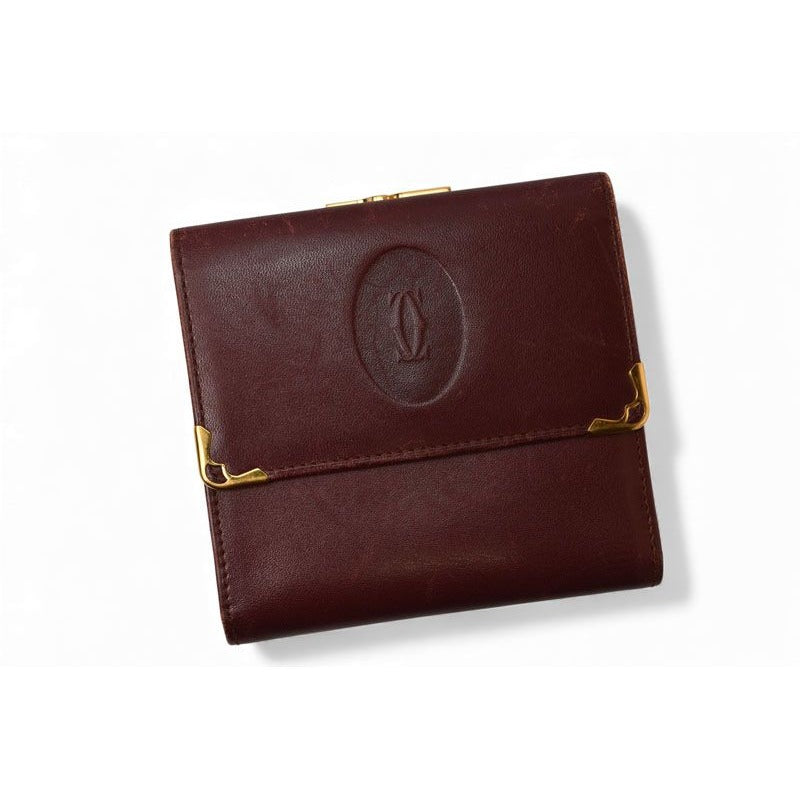 Cartier Folded Wallet Trifold Vintage Must de Cartier Bordeaux — view 2
