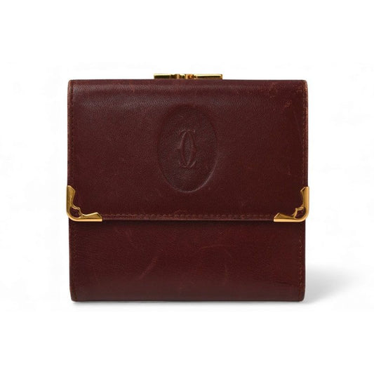 Cartier Folded Wallet Trifold Vintage Must de Cartier Bordeaux
