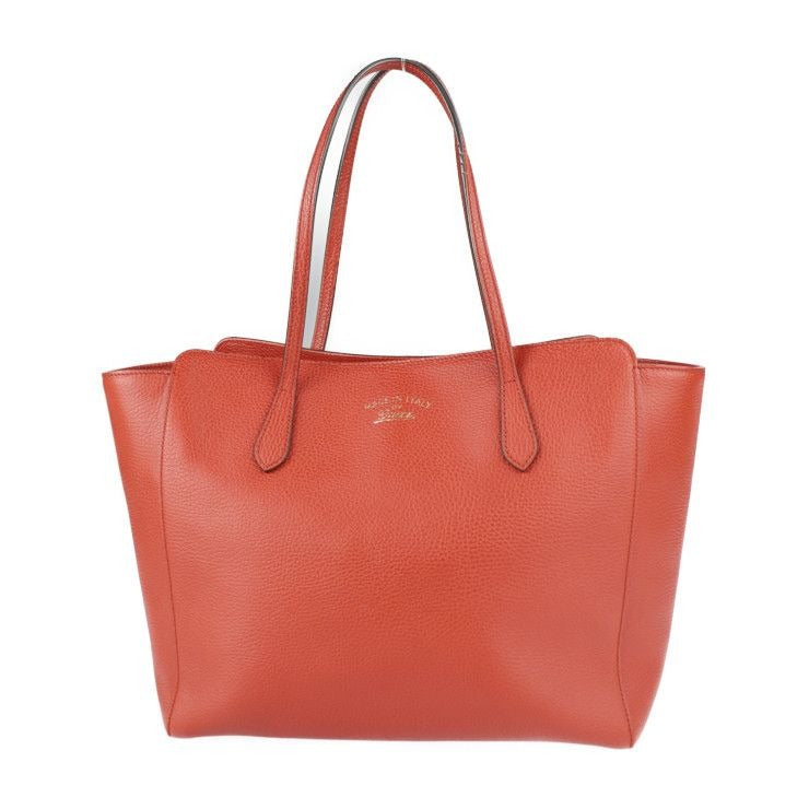 Gucci Swing Tote Bag Leather Red Gold Hardware Shoulder Large