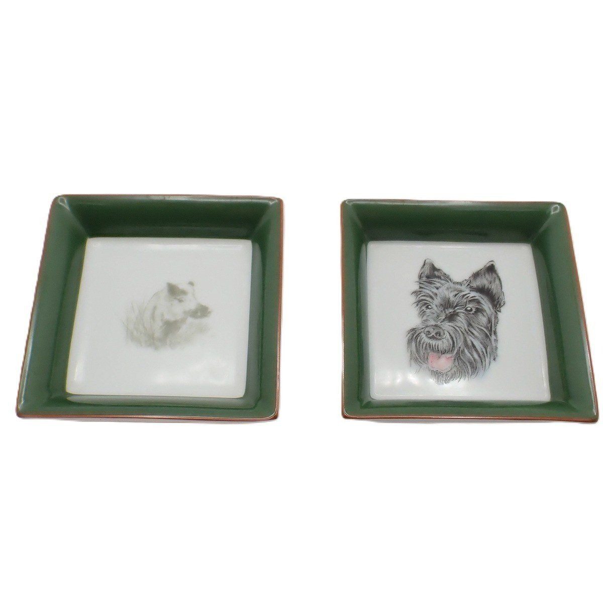 Hermes Mini Plate Boar Scottish Terrier Set of 2