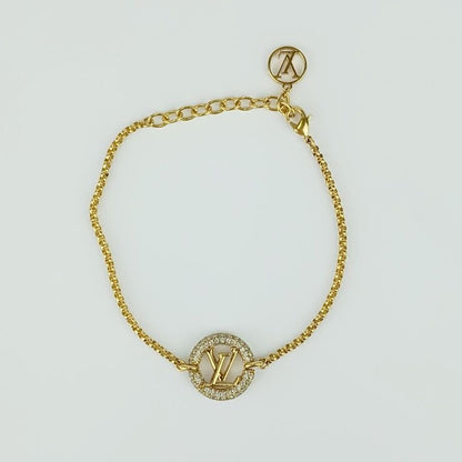 Louis Vuitton Bracelet Louise By Knight Gold Metal Rhinestone