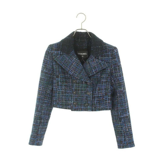 Chanel Tweed Cropped Double Jacket Women 34