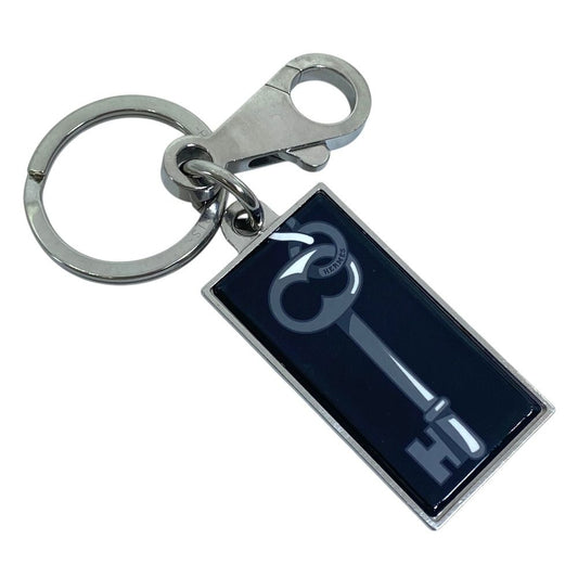 Hermes Illusion Key Ring Charm Holder Silver Black Metal