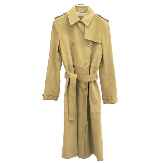 Bottega Veneta Leather Trench Coat Beige 38