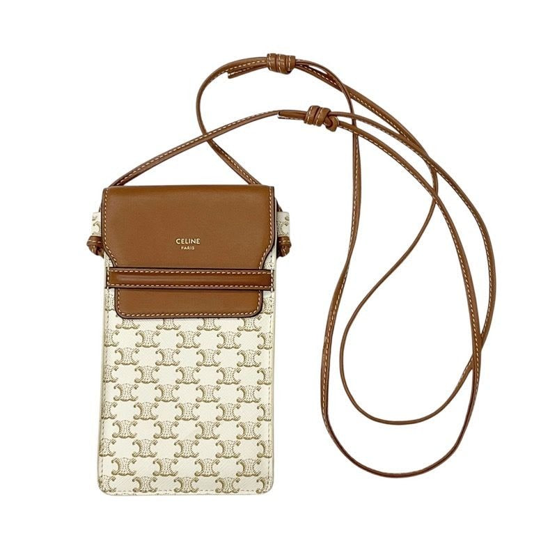 Celine Mobile Smartphone Accessories White Brown Triomphe Logo Phone Case