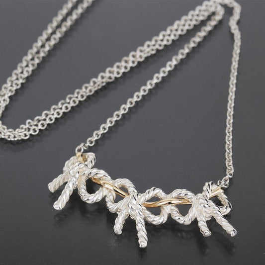 Tiffany & Co Combi Triple Ribbon Necklace Silver 18K A0337