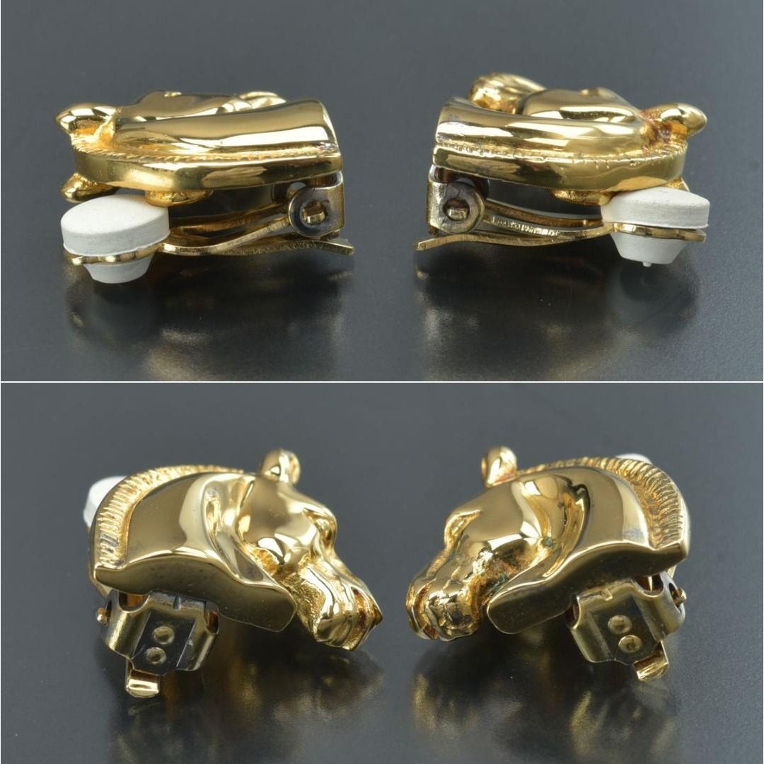 Hermes Cheval Horse Earrings Gold Back — view 5