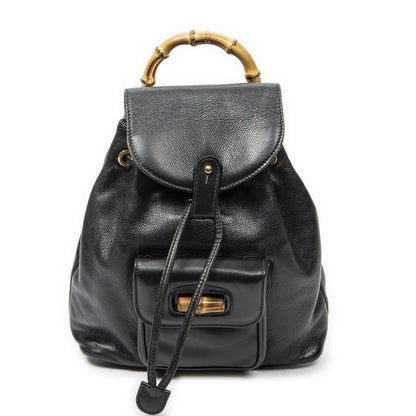Gucci Mini Bamboo Backpack Black Greinca Lambskin Leather