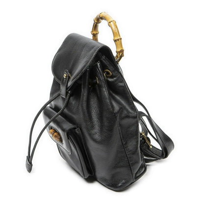 Gucci Mini Bamboo Backpack Black Greinca Lambskin Leather — view 2