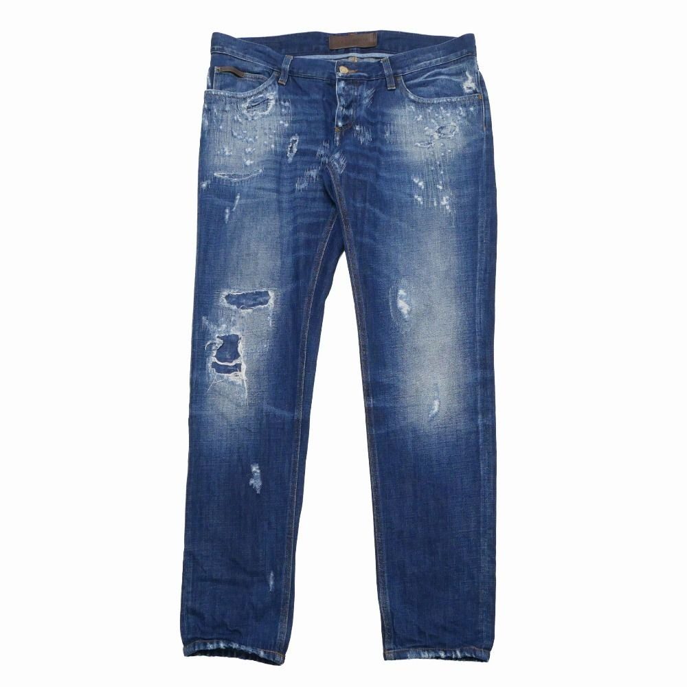 Dolce & Gabbana 10 Gold Denim Pants 52 Distressed Tapered Jeans