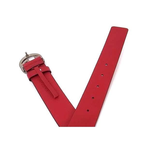 Gucci Interlocking Leather Silver Belt Red — view 3