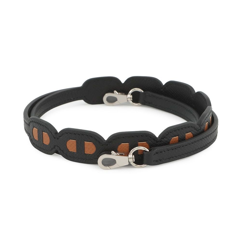 Hermes Shoulder Strap Bandouliere Maillon Mini Black Gold Silver Epsom