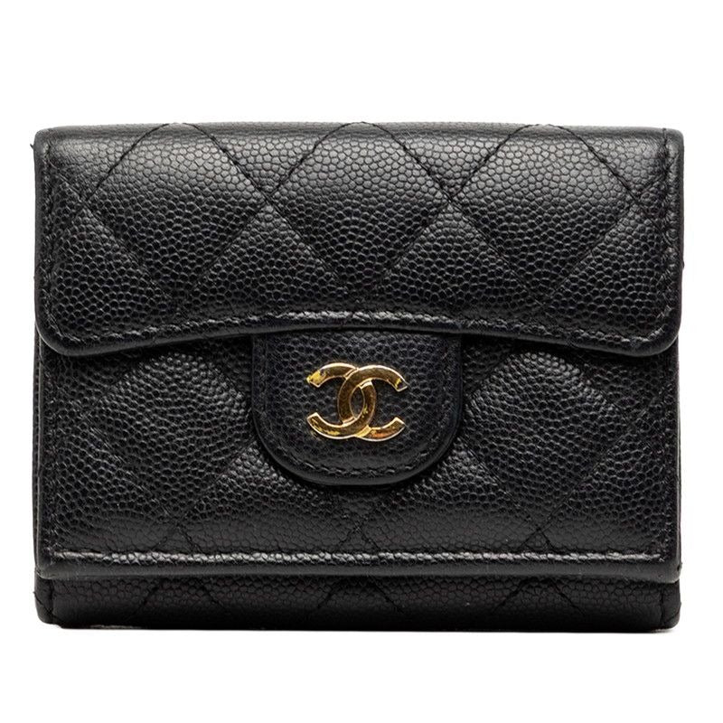 Chanel CC Logo Quilted Black Caviar Leather