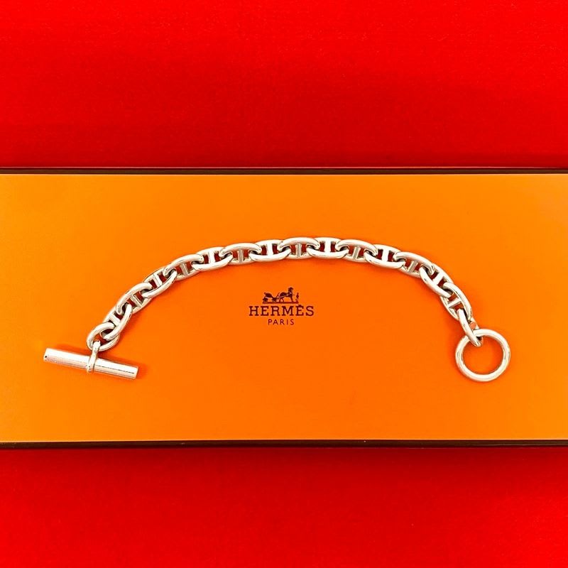Hermes Chaine D'ancre Margiela Period MM 15 Frames Silver 925 Chain Bracelet