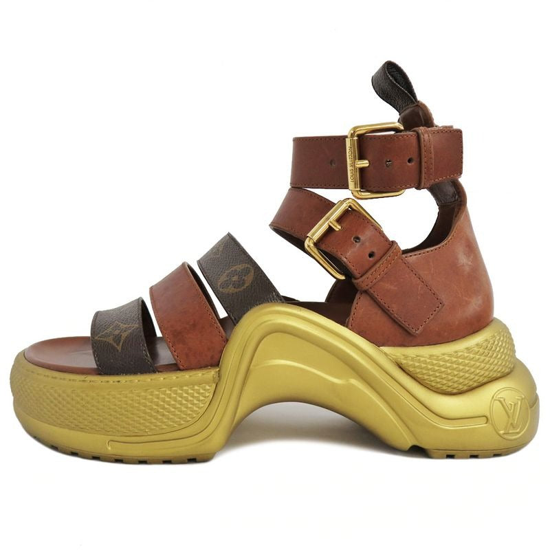 Louis Vuitton Sandals Akrite Monogram Brown Gold 36