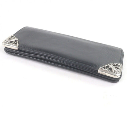 Chrome Hearts Scroll Label Leather Single Fold Wallet Bifold Billfold Black — view 3