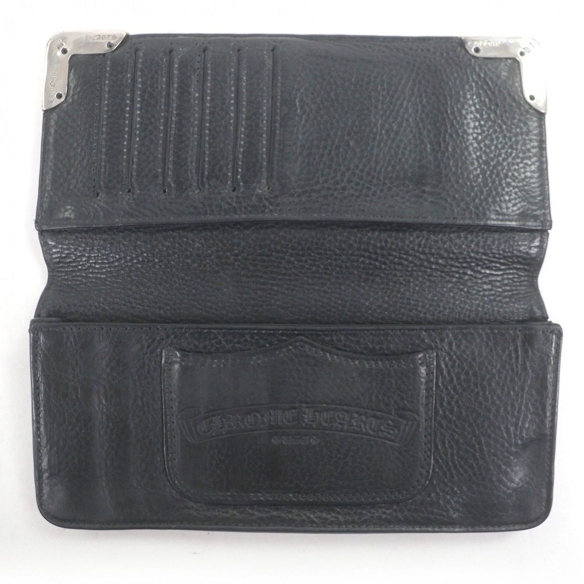 Chrome Hearts Scroll Label Leather Single Fold Wallet Bifold Billfold Black — view 5