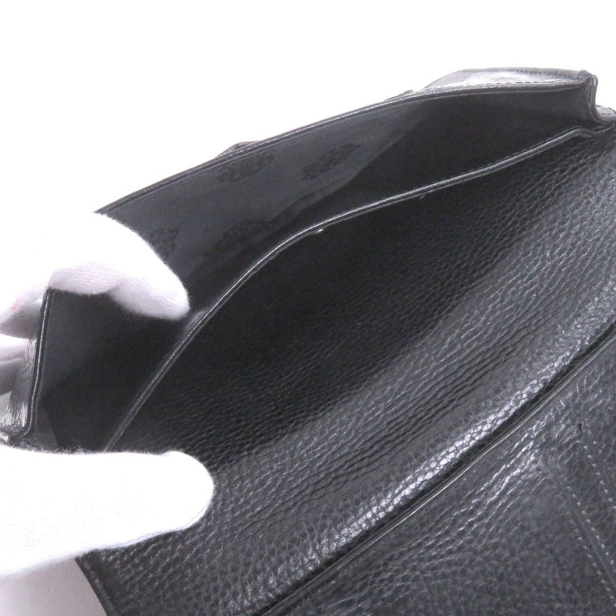 Chrome Hearts Scroll Label Leather Single Fold Wallet Bifold Billfold Black — view 6