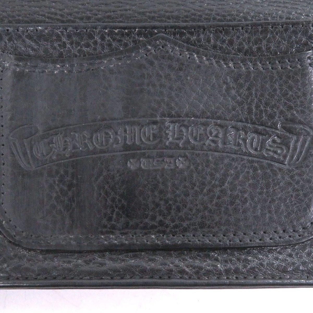 Chrome Hearts Scroll Label Leather Single Fold Wallet Bifold Billfold Black — view 7